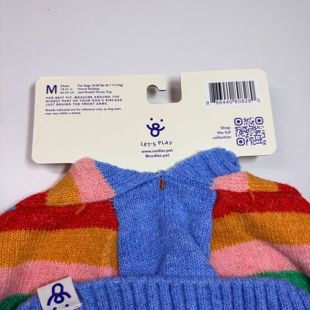Oodles Rainbow Stripe Dog Hoodie Sweater Medium‎ 18-25 lbs New